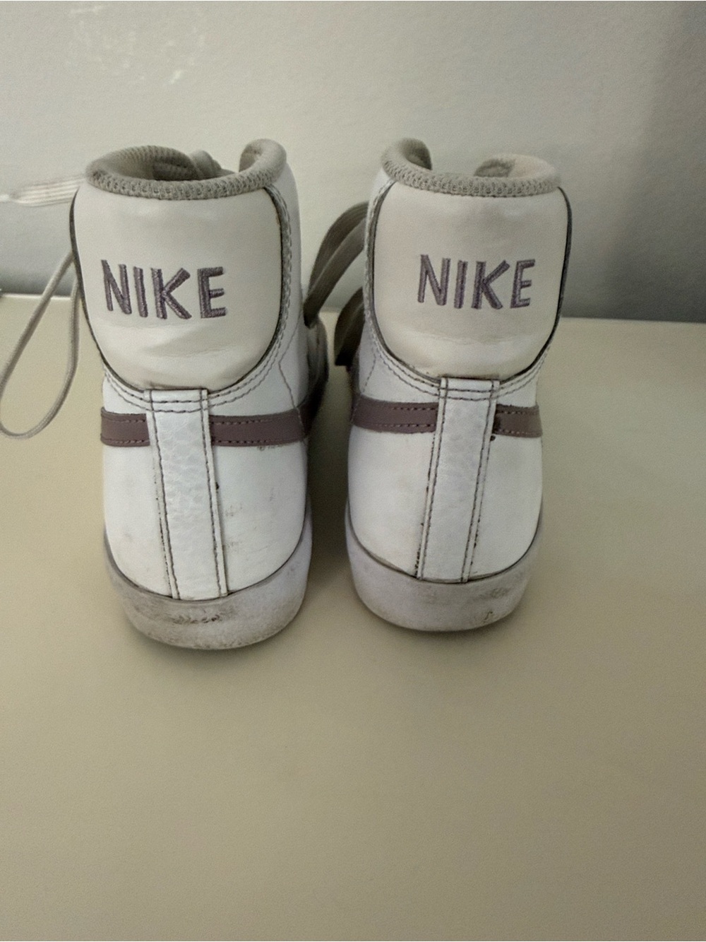Nike Women's High-Top Sneakers in White with Light Gray Accents - Picture 3 of 3